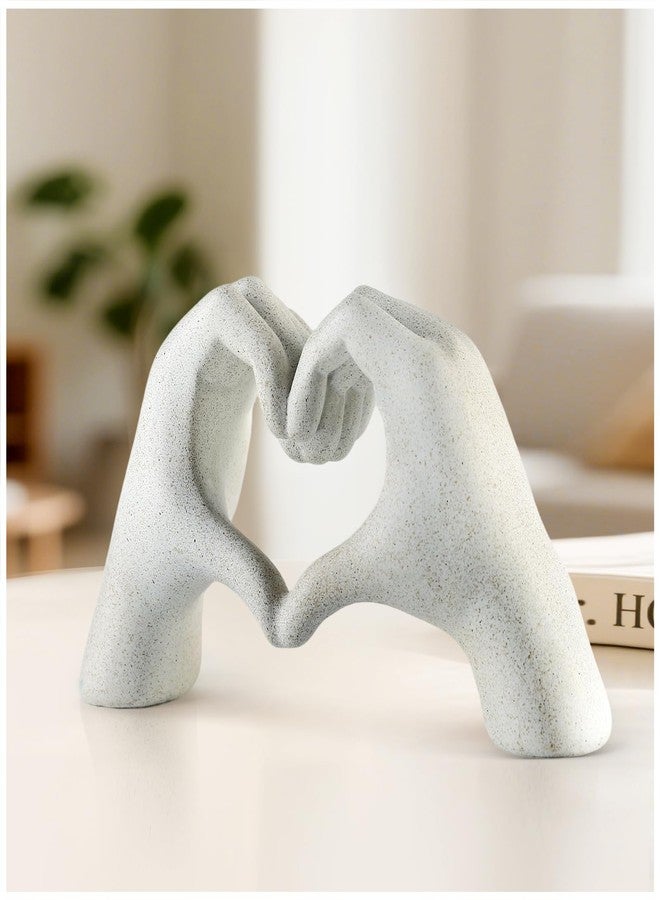 Magicsculp White Heart Hands Sculpture - 9.4" W Modern Home Decor Sculpture for Shelves, Desk & Living Room, Minimalist Shelf Decorations, Heart Hands Decor - Image 1